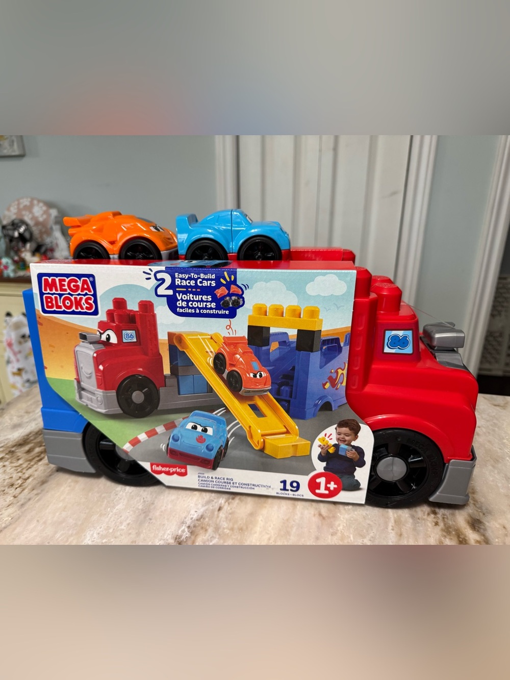 Fisher-Price Blue and Orange Race Cars Playset with Yellow Ramp